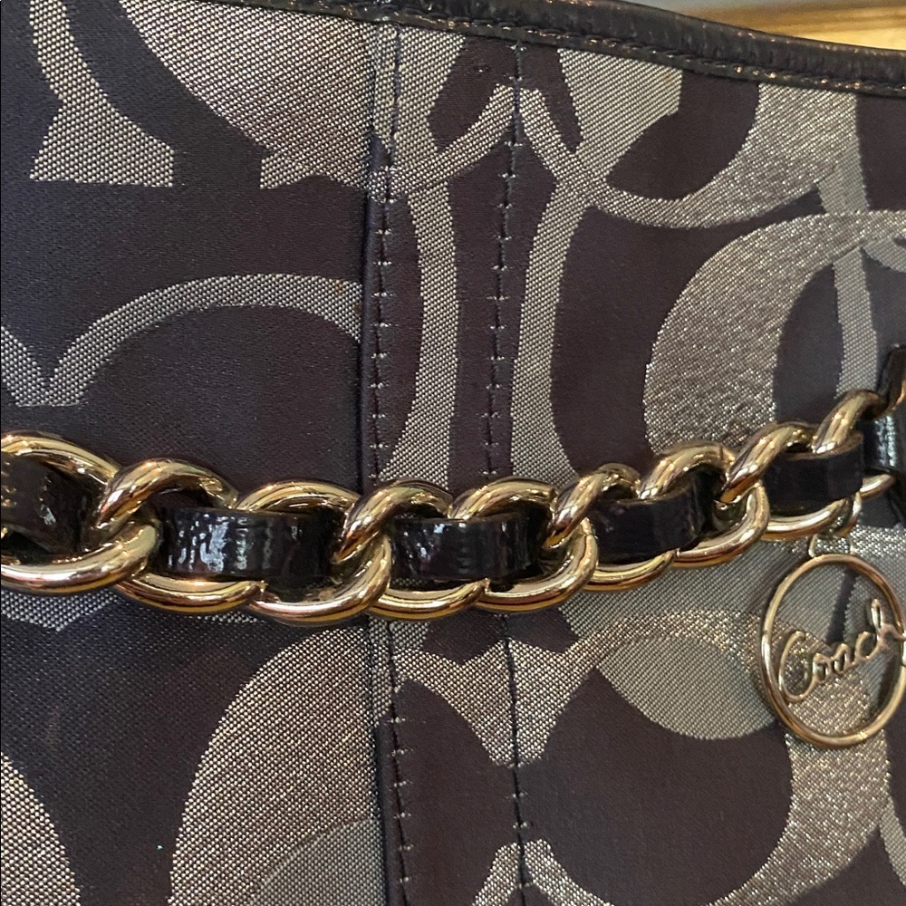 COACH Moto Optic Metallic Chain Signature Jaquard Shoulder Bag F19820 - Picture 16 of 16